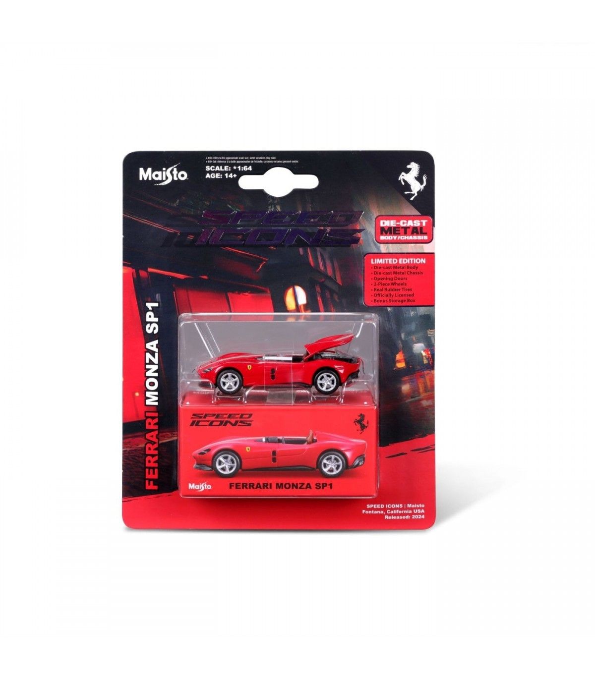 MAISTO MASINUTA METALICA SPEED ICONS FERRARI SP1 ROSU SCARA 1 LA 64
