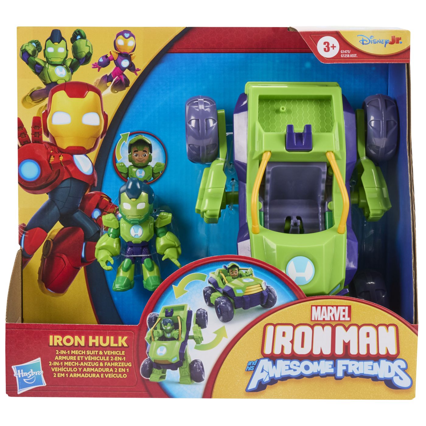 Marvel Iron Man Si Prietenii Sai Uimitori Set Vehicul 2 In 1 Si Figurina Iron Hulk
