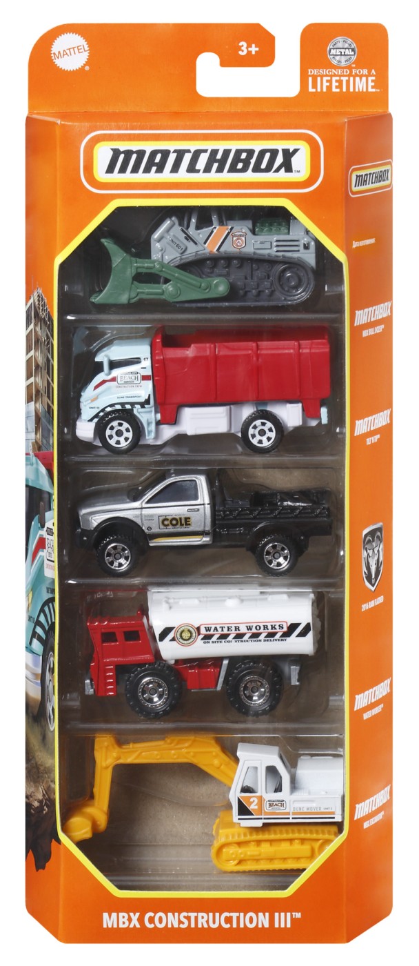 MATCHBOX SET 5 MASINUTE METALICE MBX CONSTRUCTION III SCARA 1:64