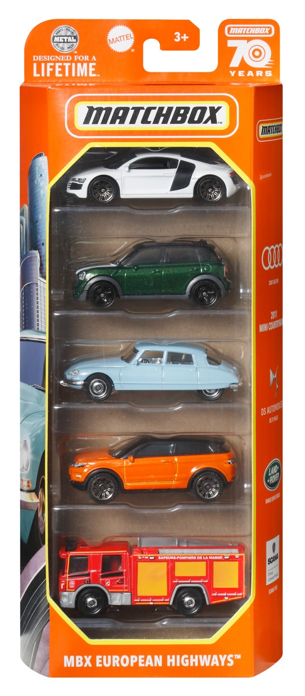 MATCHBOX SET 5 MASINUTE METALICE MBX EUROPEAN HIGHWAYS SCARA 1:64