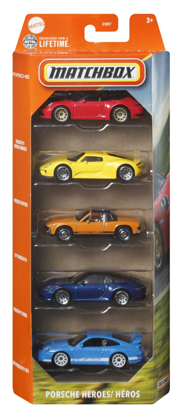 Matchbox Set 5 Masinute Metalice Porsche Heroes Scara 1:64