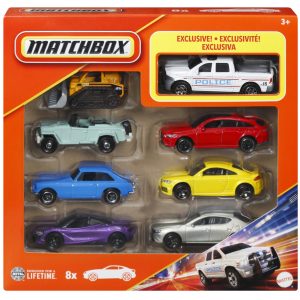 MATCHBOX SET 8 MASINUTE METALICE EXCLUSIV CAMIONETA POLITIEI SCARA 1 LA 64