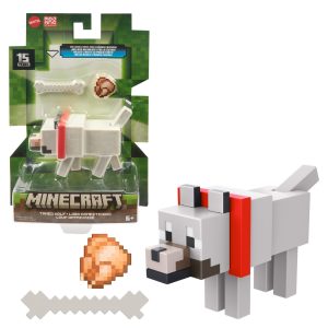 MINECRAFT CRAFT A BLOCK FIGURINA TAMED WOLF 8CM