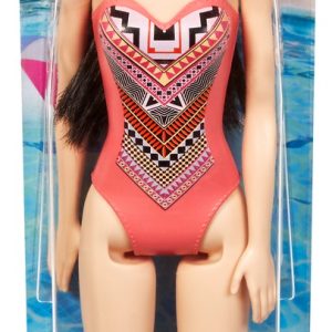 PAPUSA BARBIE BRUNETA CU COSTUM DE BAIE CU MODELE GEOMETRICE