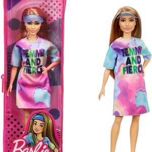 PAPUSA BARBIE FASHIONISTA CU PARUL BLOND SI ROCHITA SPORT