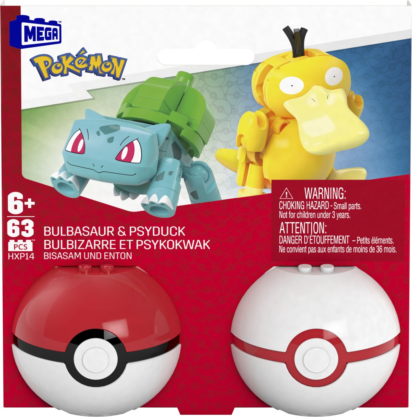 POKEMON MEGA SET DOUA BILE BULBASAUR SI PSYDUCK 40 PIESE