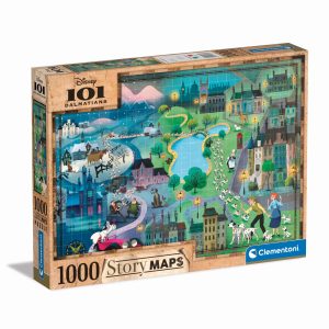 PUZZLE STORY MAPS 101 DALMATIENI 1000 DE PIESE CLEMENTONI