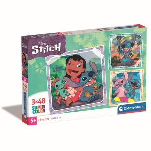 PUZZLE SUPER COLOR DISNEY 3X48 STITCH CLEMENTONI