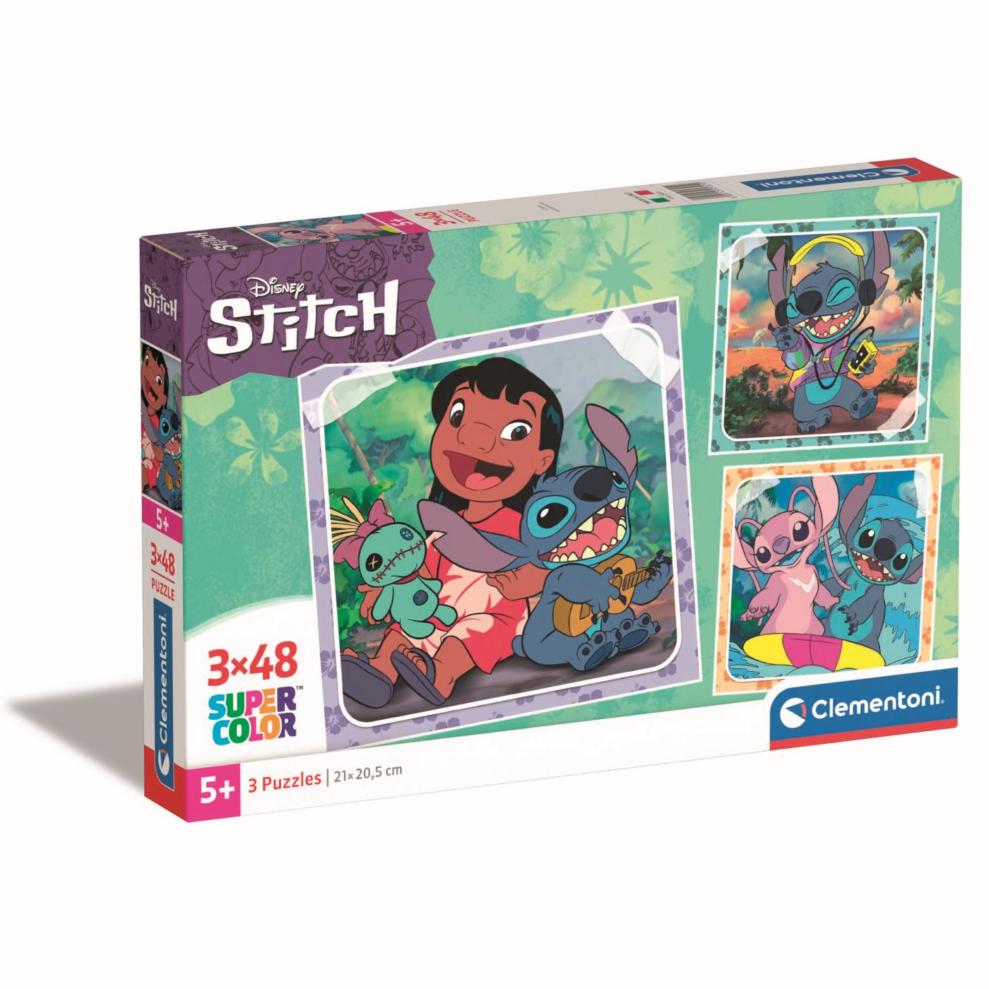 PUZZLE SUPER COLOR DISNEY 3X48 STITCH CLEMENTONI