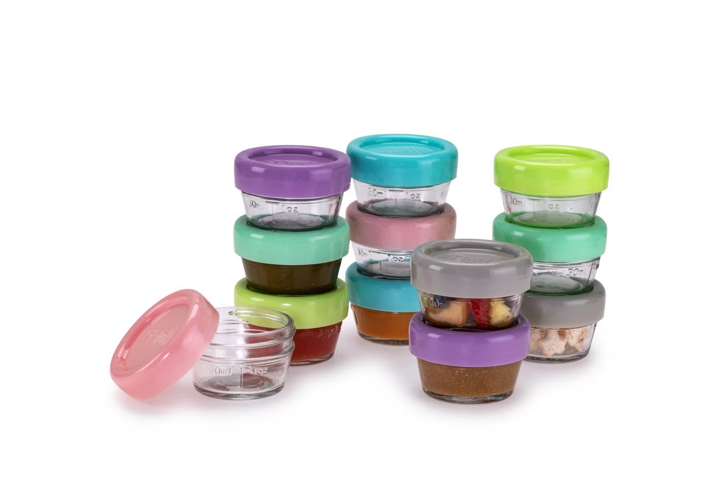 Set 12 Recipient Sticla Pentru Hrana Bebe, Melii, 59 Ml
