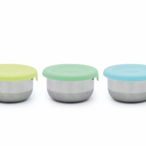 SET 3 RECIPIENTE MINI INOX CU CAPAC SILICON, MELII, BLEU MINT LIME