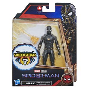 SPIDER-MAN MYSTERY WEBGEAR FIGURINA SPIDER-MAN IN COSTUM NEGRU SI AURIU 15CM