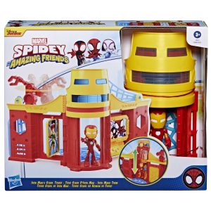 SPIDEY SI PRIETENII EXTRAORDINARI SCENA DE JOACA TURNUL LUI IRON MAN SI FIGURINA IRON MAN 10CM