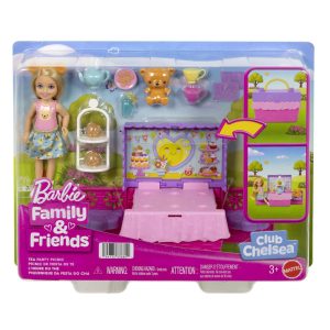BARBIE FAMILY AND FRIENDS SET CLUBUL LUI CHELSEA PETRECERE CU CEAI SURPRIZA