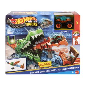 HOT WHEELS MONSTER TRUCK SET DE JOACA PROVOCAREA CROCODILULUI CU MASINUTA MEGA WREX
