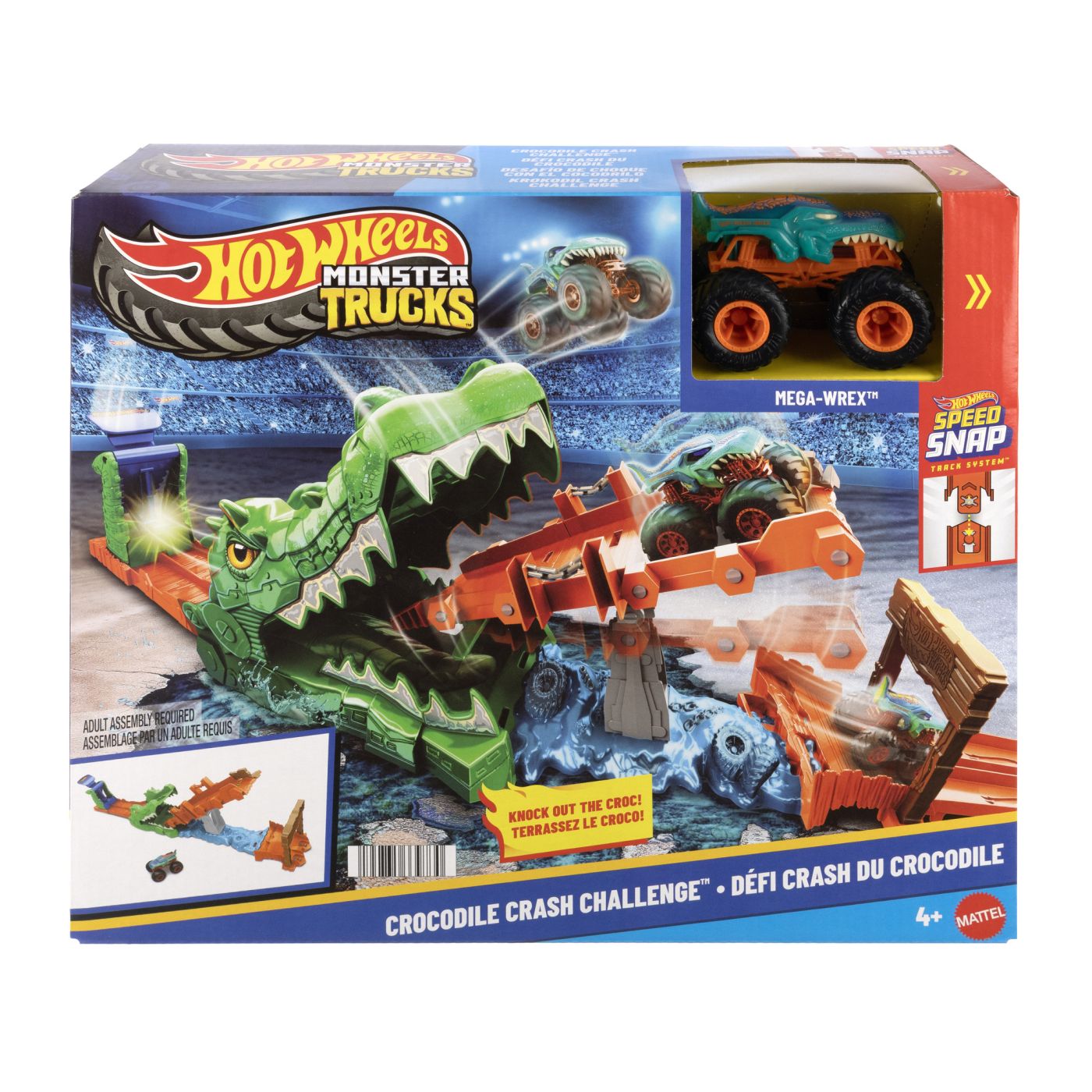Hot Wheels Monster Truck Set De Joaca Provocarea Crocodilului Cu Masinuta Mega Wrex