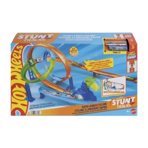 HOT WHEELS STUNT TRACKS PISTA CICLON DE LANSAREA RAPIDA CU MASINUTA INCLUSA