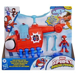 SPIDEY SI PRIETENII LUI UIMITORI MARVEL SET ECHIPA SPIDEY CU ELICOPTER SI ACCESORII 7.6CM