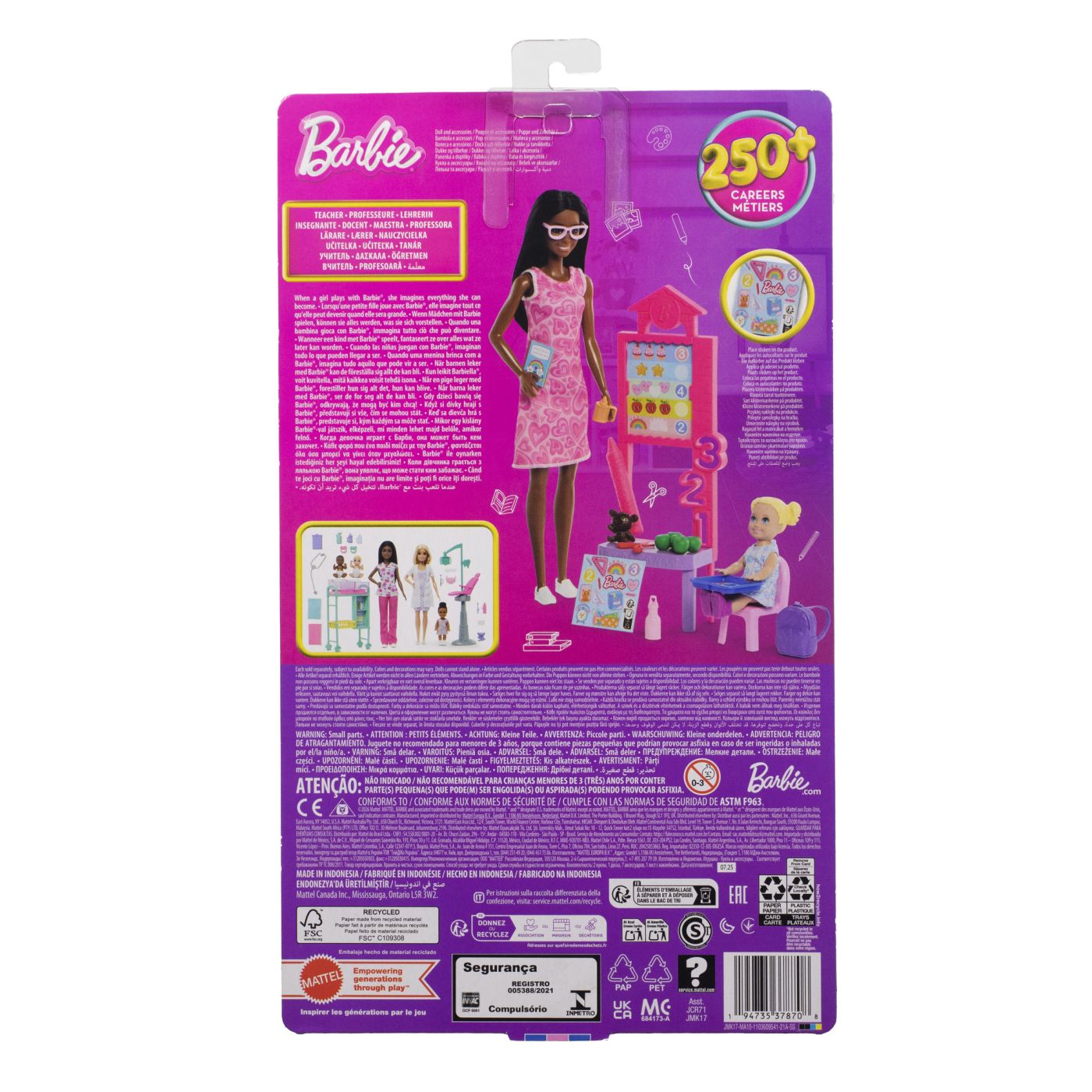 Barbie Set De Joaca Papusa Barbie Bruneta Mulatra Face Cariera Profesoara