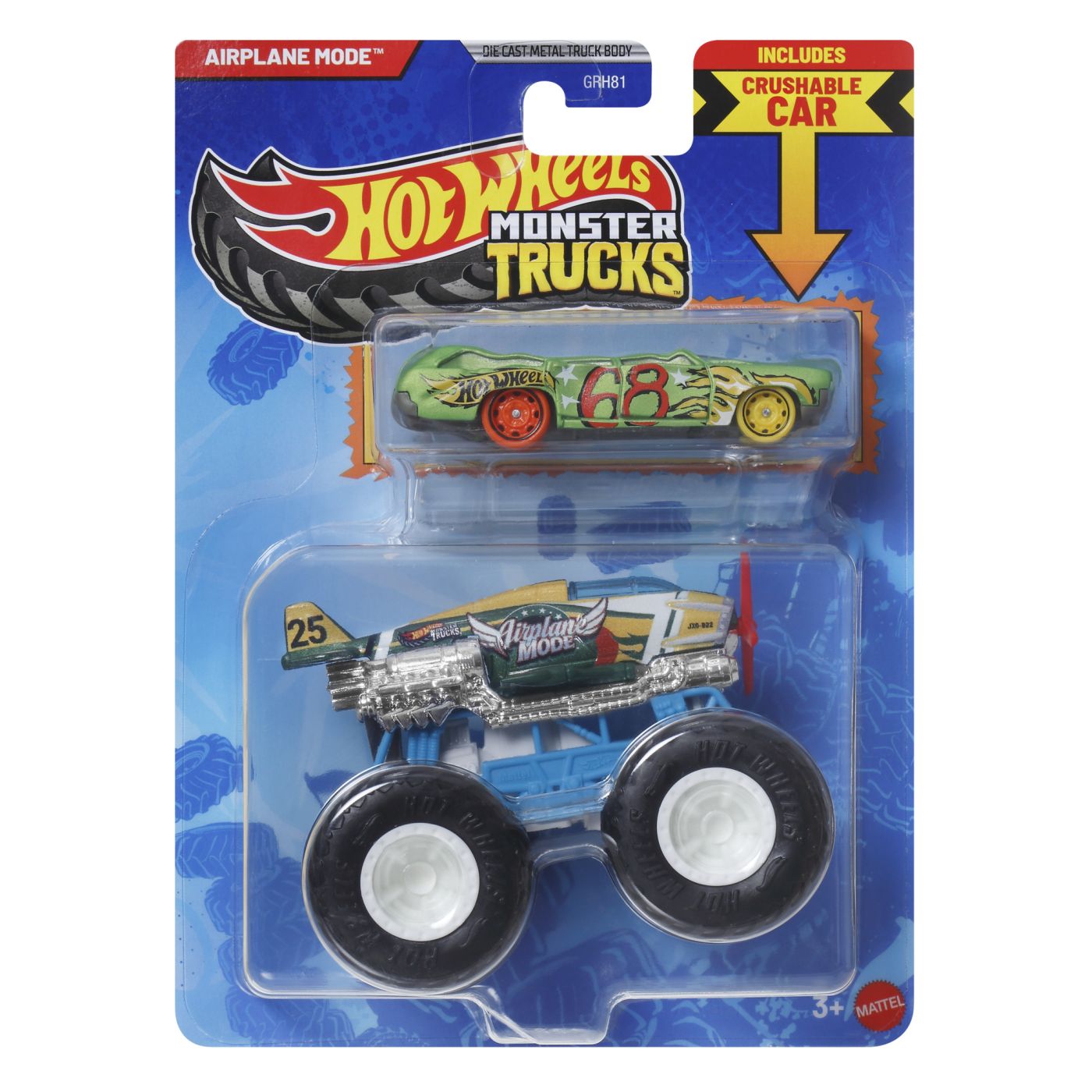 Hot Wheels Monster Truck Si Masinuta Metalica Airplane Mode