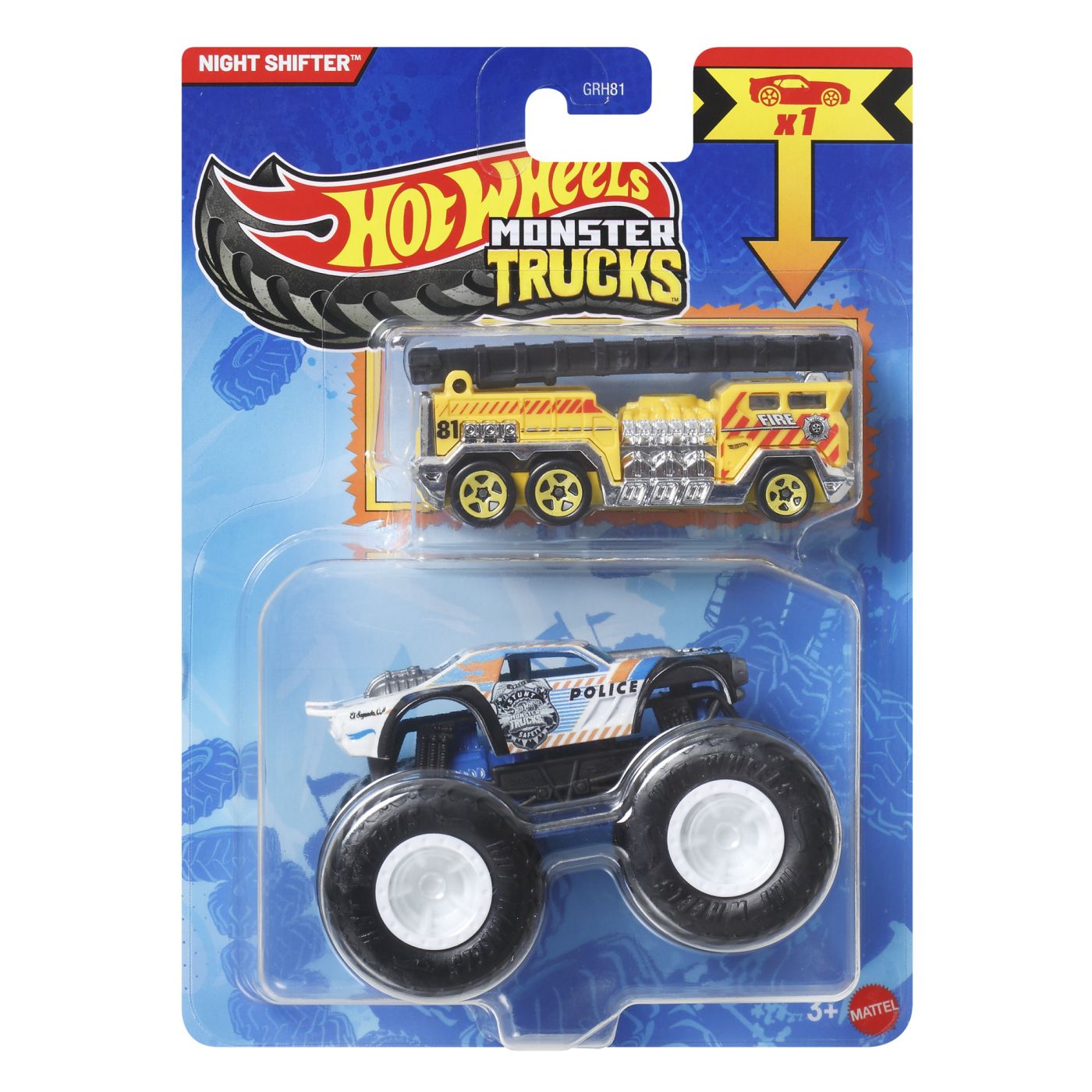 Hot Wheels Monster Truck Si Masinuta Metalica Night Shifter Police