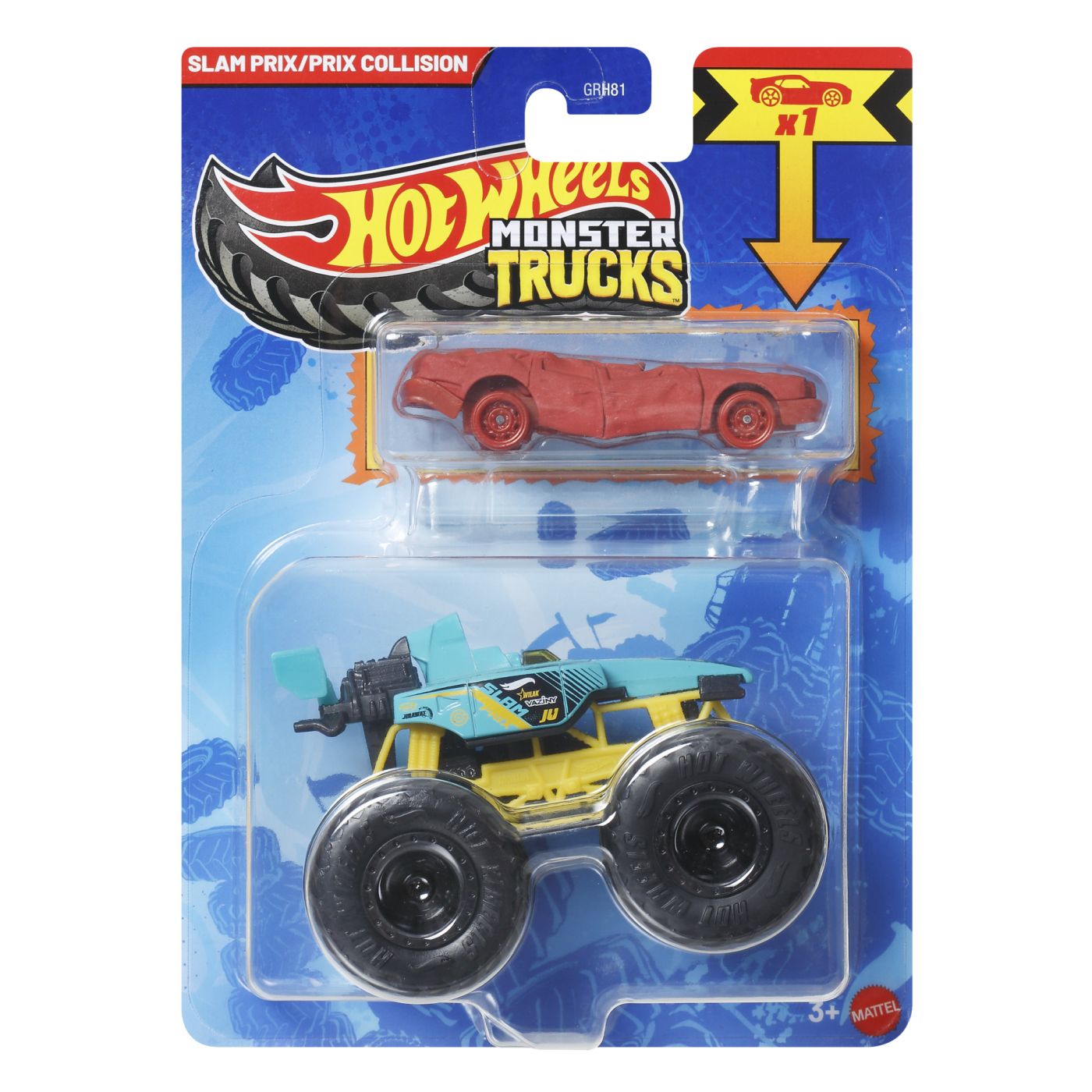 Hot Wheels Monster Truck Si Masinuta Metalica Slam Prix