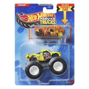 HOT WHEELS MONSTER TRUCK SI MASINUTA METALICA TOTALED GALBEN