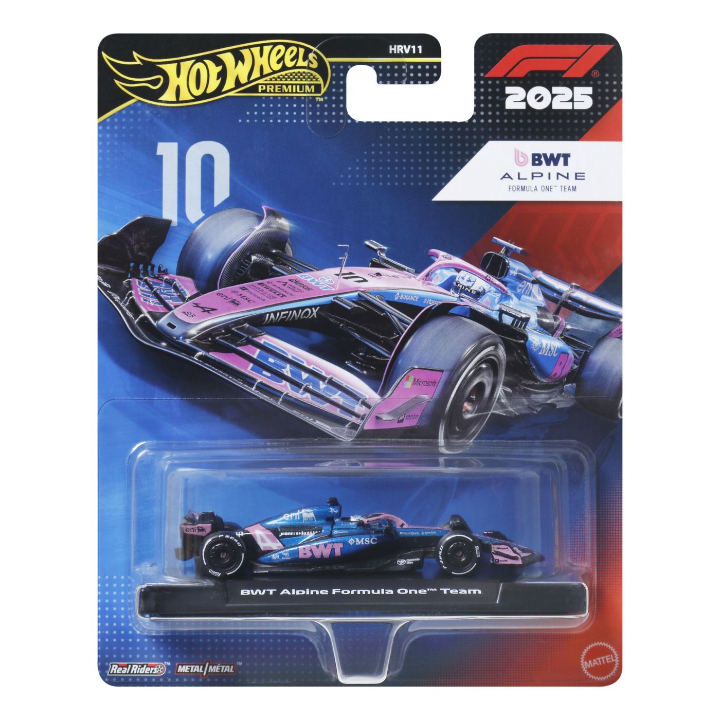 HOT WHEELS PREMIUM REAL RIDERS FORMULA 1 2024 MASINUTA METALICA BWT ALPINE FORMULA ONE TEAM SCARA 1 LA 64