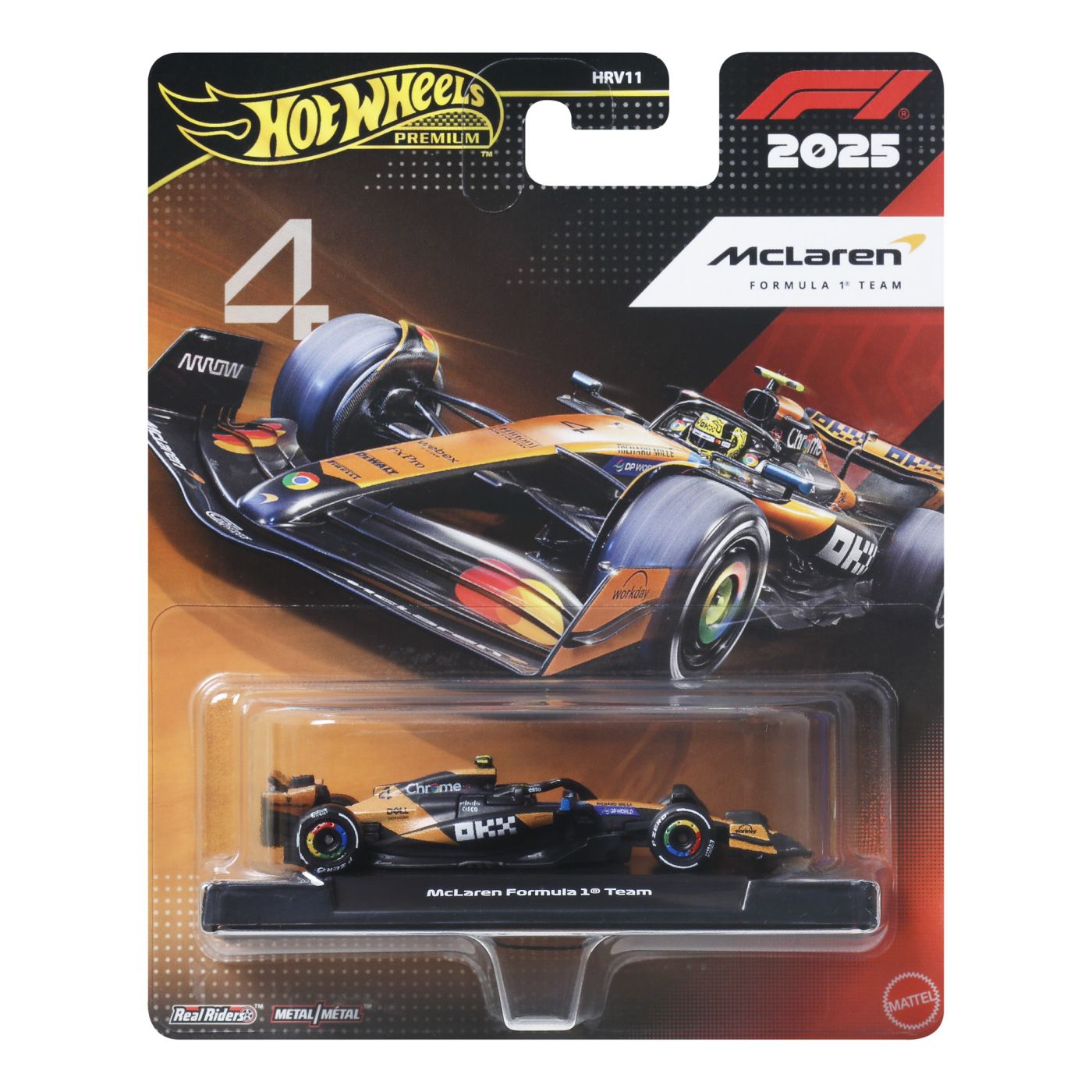 HOT WHEELS PREMIUM REAL RIDERS FORMULA 1 2024 MASINUTA METALICA MCLAREN FORMULA 1 TEAM SCARA 1 LA 64