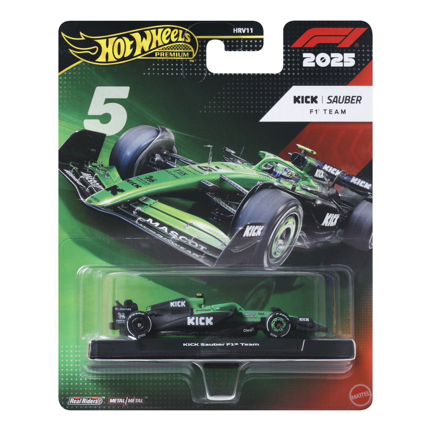 HOT WHEELS PREMIUM REAL RIDERS FORMULA 1 2024 MASINUTA METALICA KICK SAUBER F1 TEAM NUMARUL 5 SCARA 1 LA 64