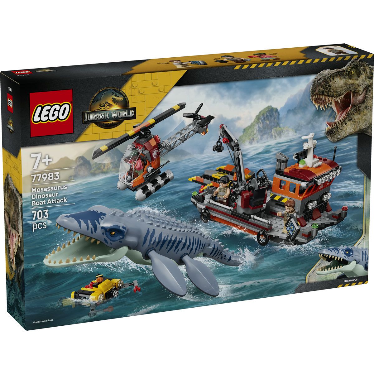 LEGO JURASSIC WORLD UN MOSASAURUS ATACA O BARCA 77983
