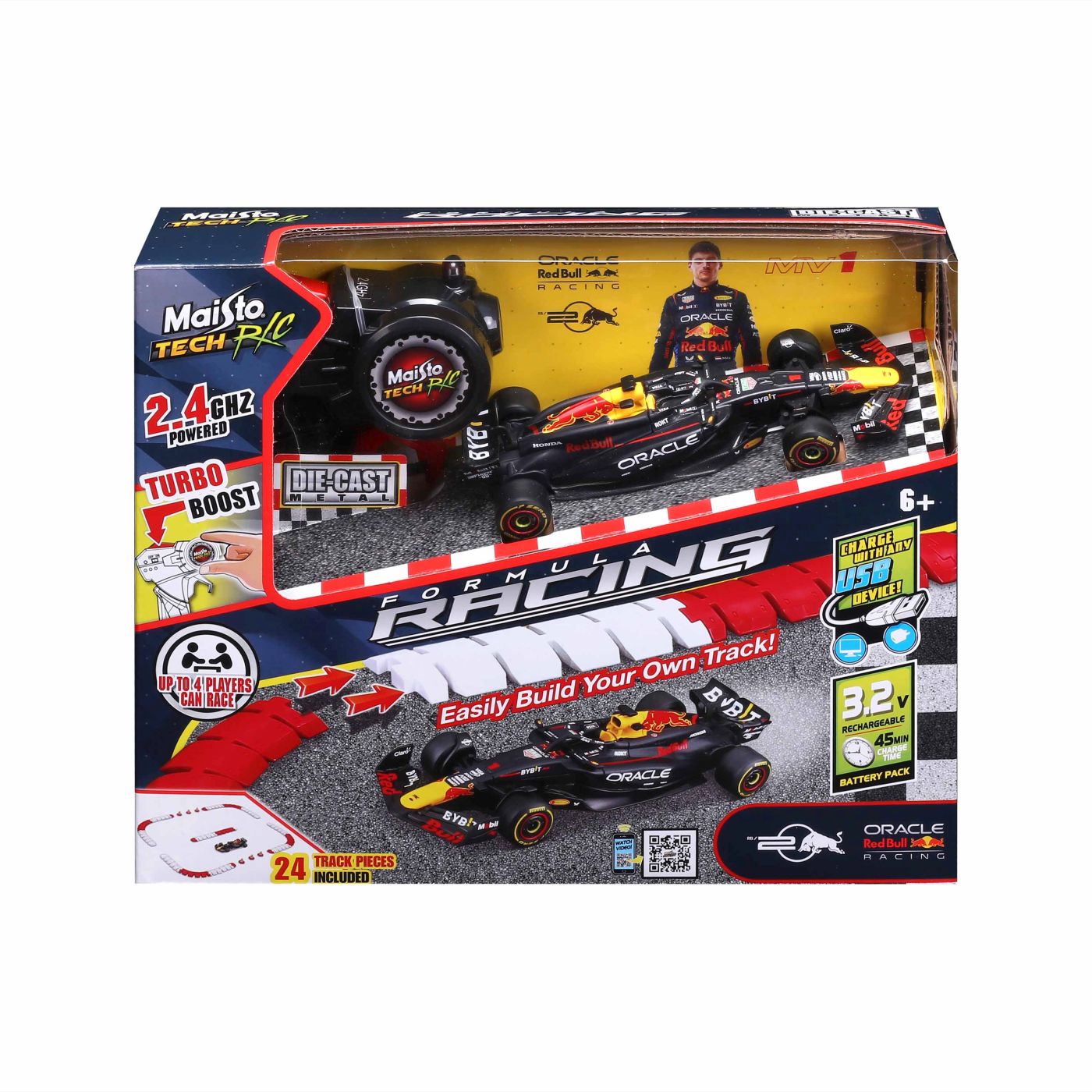 Maisto Set Pista Construibila Cu Masinuta Oracle Red Bull Racing RB20 RC Cu Telecomanda 2.4GHz Scara 1 La 41