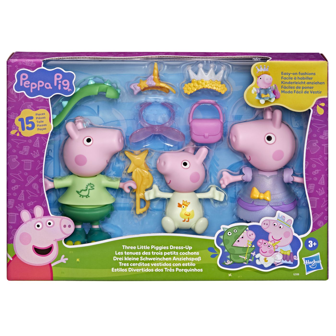 PEPPA PIG SET 3 PURCELUSI CARE SE IMBRACA CU FIGURINE SI ACCESORII