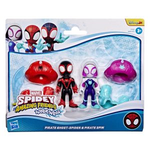 SPIDEY SI PRIETENII LUI UIMITORI MARVEL WATER WEBS SET 2 FIGURINE GHOST SPIDER SI PIRATE SPIN CU ACCESORII