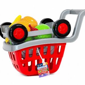 Carucior Cumparaturi Cu Legume Rosu Argintiu