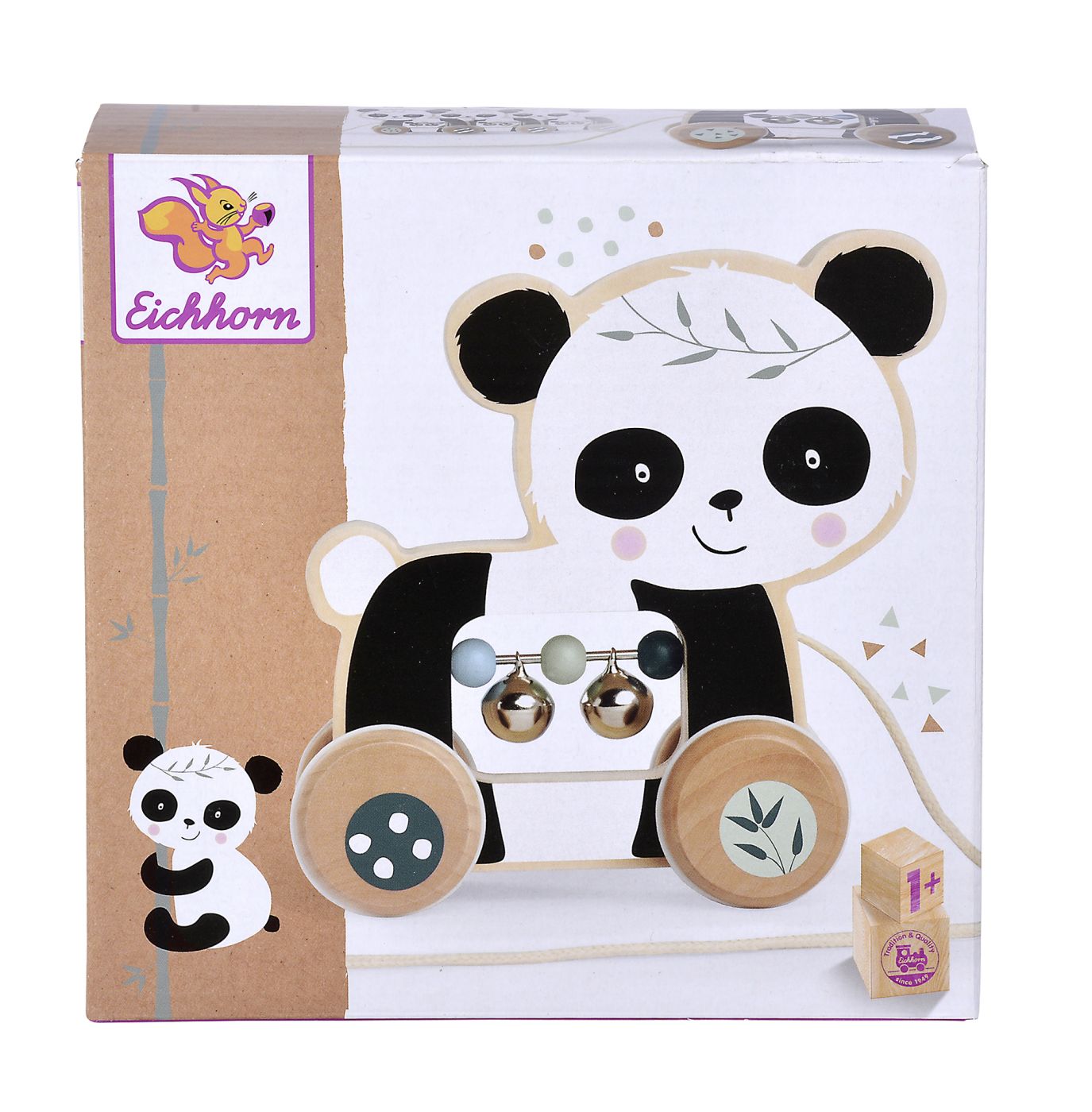 Eichhorn Jucarie De Tras Ursulet Panda De Lemn 15CM