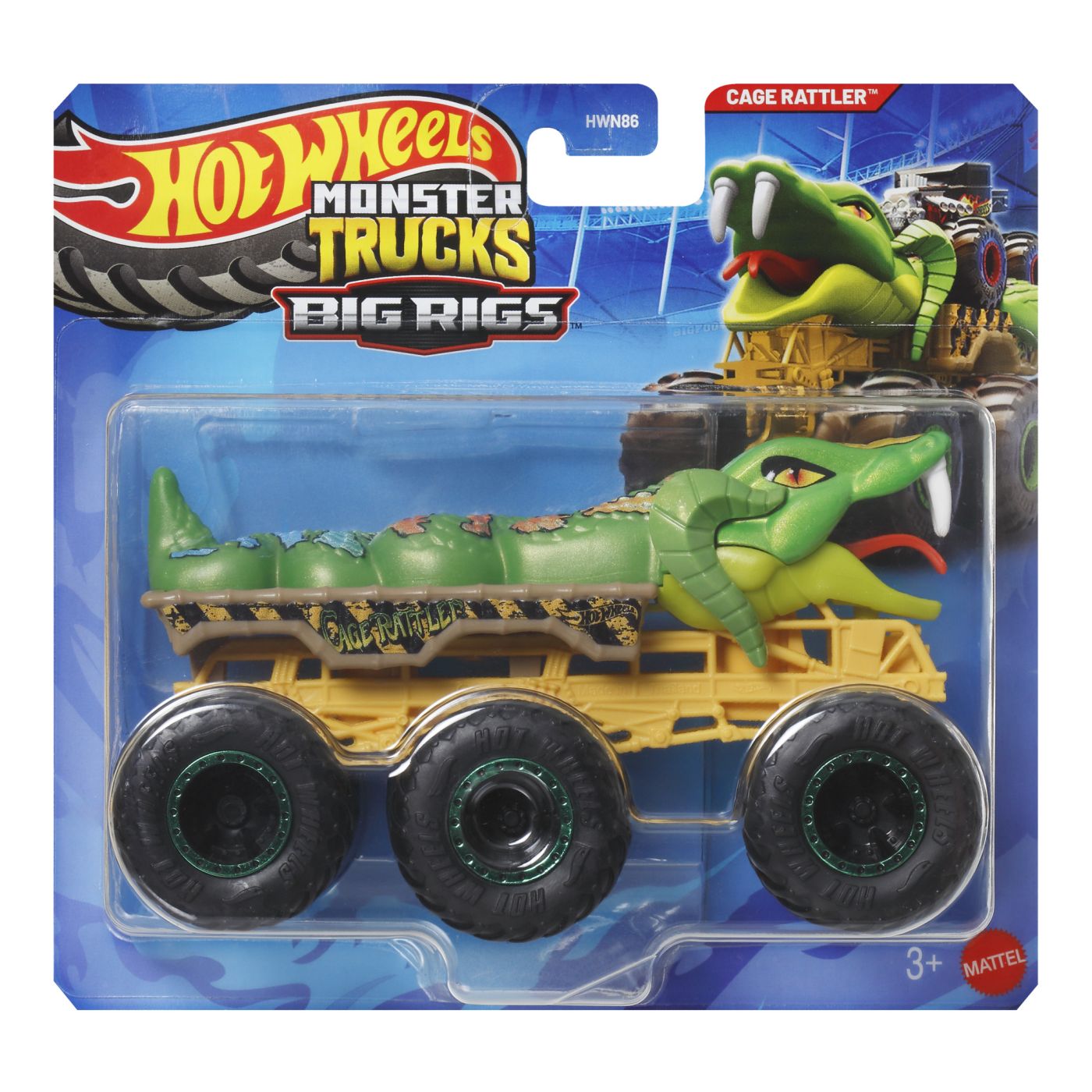 Hot Wheels Monster Truck Big Rigs Masinuta Metalica Cu 6 Roti Cage Rattler Scara 1 La 64
