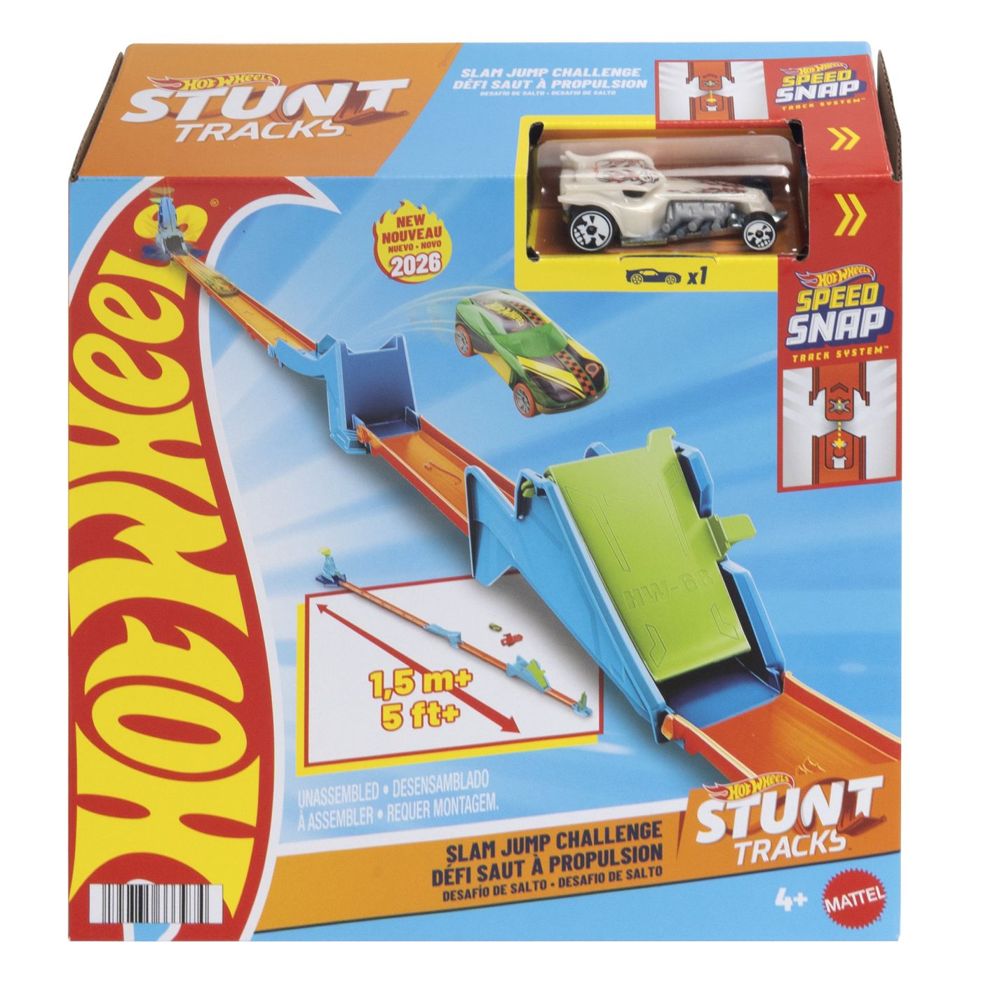 Hot Wheels Stunt Tracks Pista Cascadorii Saritura Cu Propulsie Cu Masinuta Inclusa