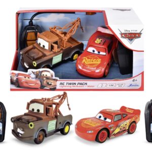 Jada Cars Set 2 Masinute Cu Telecomanda Fulger Mcqueen Si Mater Pachet Twin Scara 1 La 32