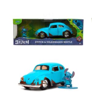 Jada Disney Stitch Set Figurina Stitch Si Masinuta Metalica Volkswagen Beetle Scara 1 La 32