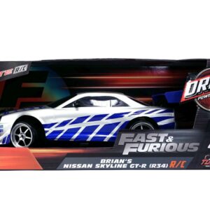 Jada Elite Fast And Furious Masinuta RC Cu Telecomanda Brian Nissan Skyline Gtr R34 Scara 1 La 10