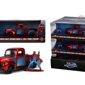Jada Marvel Set Masinuta Metalica Ford Pick Up Scara 1:32 Si Figurina Metalica Spider Man