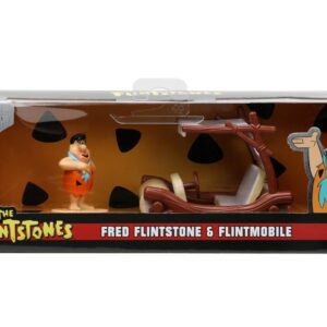 Jada Set Masinuta Metalica Flintmobilul Scara 1:32 Si Figurina Fred Flintstone