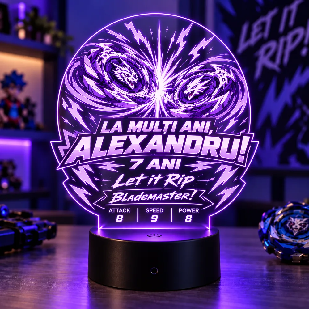 Lampă LED aniversară Beyblade cu nume personalizat