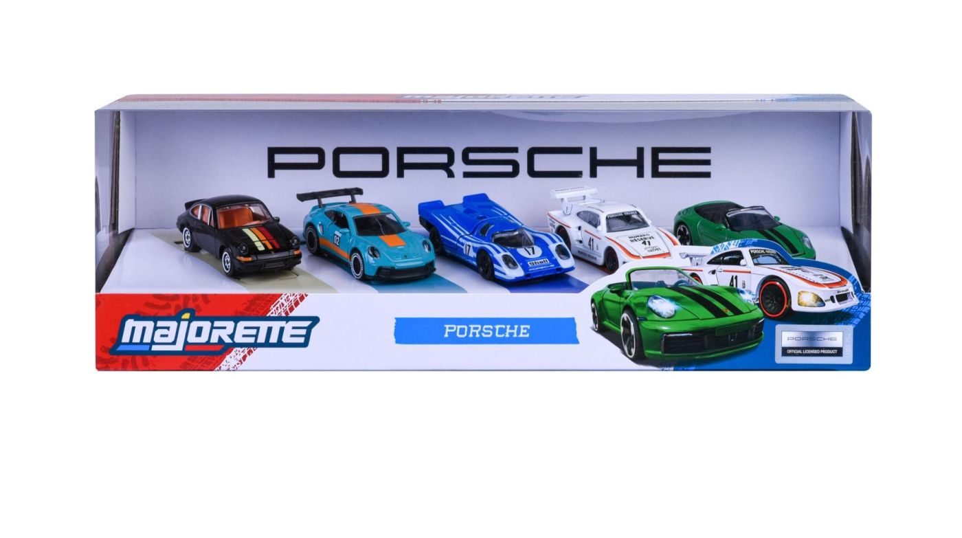Majorette Set 5 Masinute Metalice Porsche 2 Modele Exclusive Scara 1 La 64