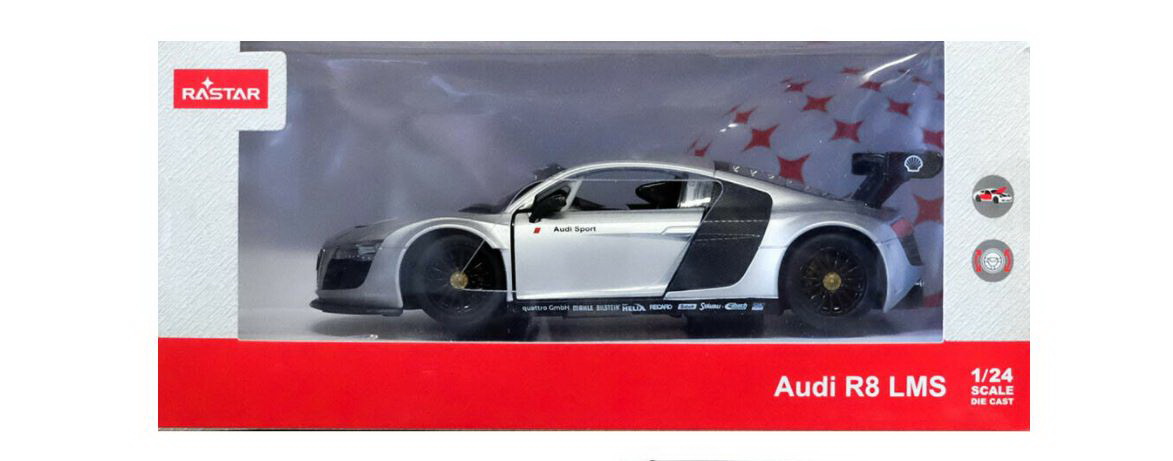 Masinuta Metalica Audi R8 Argintie Scara 1 La 24