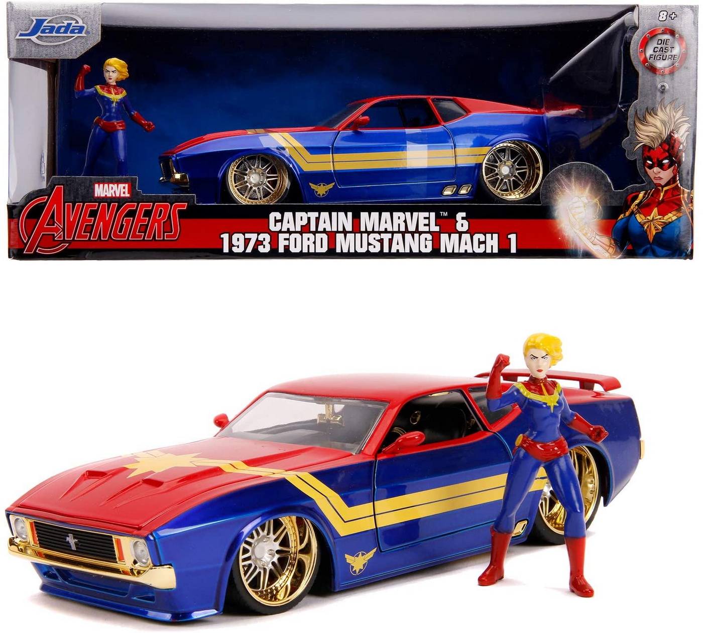 Masinuta Metalica Captain Marvel 1973 Ford Mustang Mach 1 Scara 1 La 24