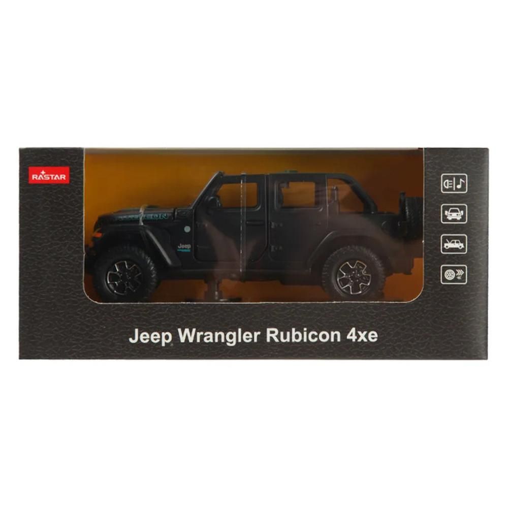 Masinuta Metalica Jeep Wrangler Rubicon 4XE Negru Cu Scara 1 La 32