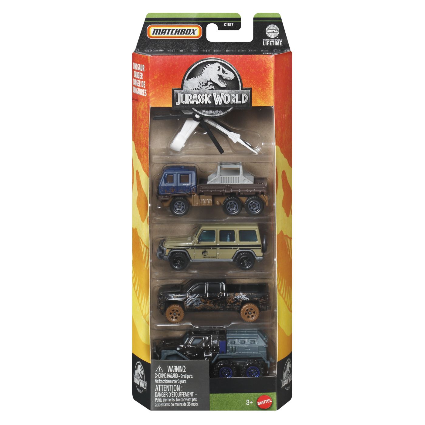 Matchbox Set 5 Masinute Metalice Jurassic World Scara 1 La 64