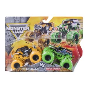 Monster Jam Set 2 Masinute Metalice Jcb Digatron Si Grave Digger Scara 1 La 64